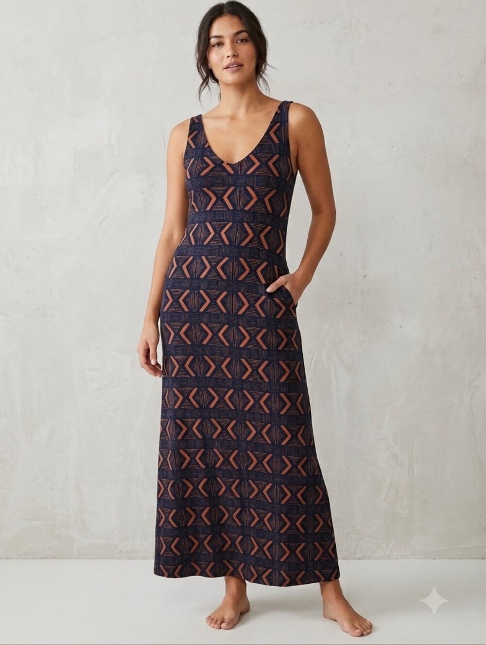 Anthropologie Staring at Stars Geometric Print Sleeveless Maxi Dress M